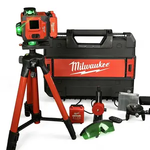 Milwaukee 12 Line Laser Level Complete Set Matched With Tripod And Rechargeable Battery High Precision Measuring Instrument Stable Light Source Design For Engineering Layout And On Site Construction Survey Work