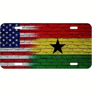 Ghana Flag (Ghandaian) - Brick Block / USA - 6X 12inch Polished Metal Standard Plate, Easy to Install, Decorative Use Only, Made in USA