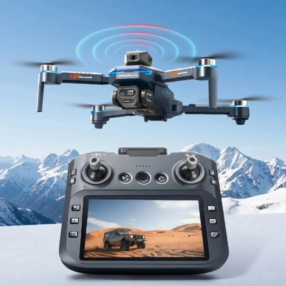 GT8 Foldable 5G FPV Drone - 4.5" Screen, Built-in Camera, Obstacle Avoidance, Brushless Motor, 2 Batteries