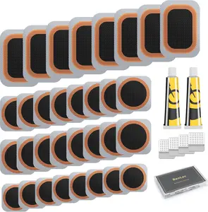 Bicycle Tire Repair Kit, Bike Inner Tube Puncture Patch Kit with 39 Vulcanizing Patches, Metal Rasp, Tire Lever