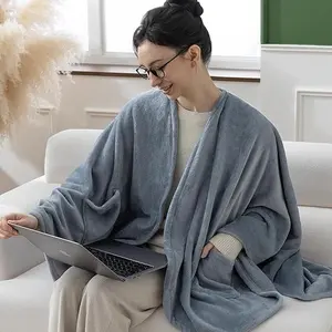 Sushing Oversize Lightweight Flannel Hooded Sweatshirt Blanket - Cozy Wrap, Smooth Texture, 58"x64", Pocket, Indoor Warmth, Classic Plus Size Year-Round Women's Loungewear, Ideal Gift