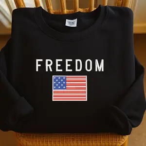 Embroidered Freedom Sweatshirt, Freedom Charlie Kirk Sweatshirt, Patrioric Charlie Kirk Tee, Political Awareness Top, Memorial Tees