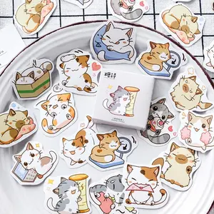 45pcs Cute Cat Stickers for Scrapbooking, Bullet Journal, DIY Decoration, Planners, Suitcase, Diary, Notebooks, Album, Laptop, Phone Cases, and Art Crafts