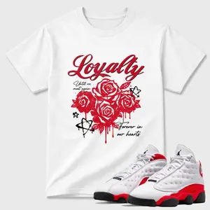 Unisex T-shirt To Match Sneakers Jordan 13 University Red - Loyalty. 100% Cotton for Casual Wear. Comfortable Summer Unisex T-Shirt to match Jordan Sneaker. Streetwear Style. urban outfitters