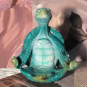 Healing Meditation Turtle Figurine, Zen Resin Home Desktop Decor, Yoga Pose Desk Ornament, Study Tea Table Healing Decoration