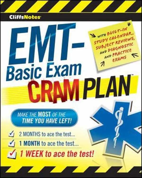 Used Book - CliffsNotes EMT-Basic Exam Cram Plan by Northeast Editing Inc (Soft Cover) - English, Houghton Mifflin, Full-Length Practice Test, Diagnostic Test, Subject Reviews, 1-Month Prep Guide