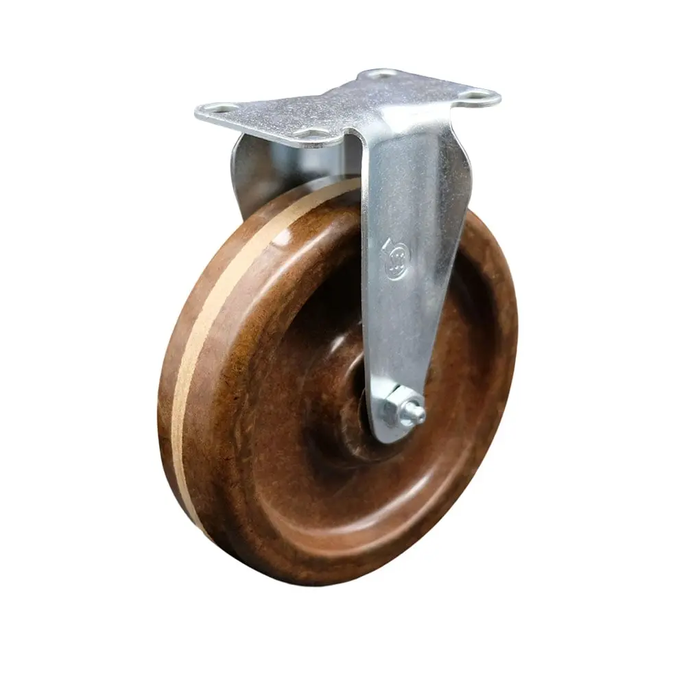 Service Caster SCC-20R615-PHSHT Industrial Heavy Duty Rigid Hardware Caster, Bolt Hole, High-Temp Phenolic Top Plate, 6 in. Brown Spark Proof Wheel, 300 lbs Load Capacity, Impact Resistant, Bakery Equipment Use