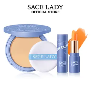 [LIVE]SACE LADY Oil Control Face Powder & Long-lasting Lipstick Waterproof Matte Highly Pigmented Women Makeup Set 2Pcs