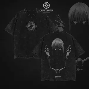 "Control Devil" Makima T-Shirt - Chainsaw Man Gothic Horror Anime Graphic Tee, Oversized Acid Washed Cotton Shirt, Public Safety Eyes Design, Dark Anime Merch Gift for Fans Menswear Soft
