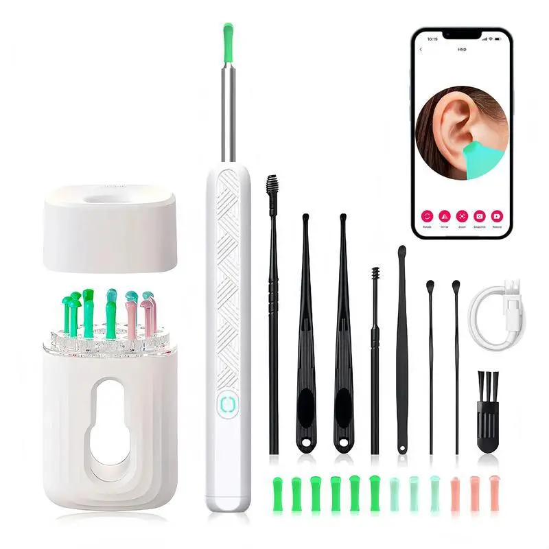 MREGB Earwax Removal Tool Kit with Camera, Portable 360° Wide-Angle Ear Cleaner, Type-C Charging, Waterproof Design, Easily and Safely Clean Your Ears, Compatible with iPhone and Android Phones, Father's Day Gift