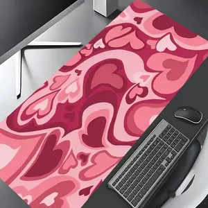 Colorful Heart Pattern Mouse Pad, Rectangle Gaming Mouse Pad, Non-slip Rubber Pad, Aesthetic Desktop Decoration Protective Pad for Home Office