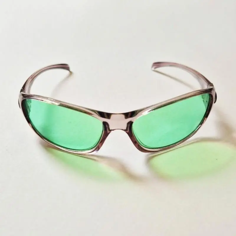 Vintage Unisex Retro Oval Green Translucent Wrap Around Sunglasses - Polycarbonate Material, Anti-UV Protection, Lightweight Metal Frame, Tinted Lens, Durable Stylish Design, Outdoor Cycling & Casual Use, Lightweight Allday Wear, Casual Sunglasses, Pc