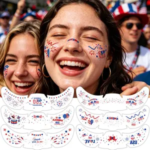 6-Pack July 4th Patriotic Star Freckle Temporary Tattoos, Waterproof Independence Day Face Makeup Stickers, Perfect for Holiday Parties