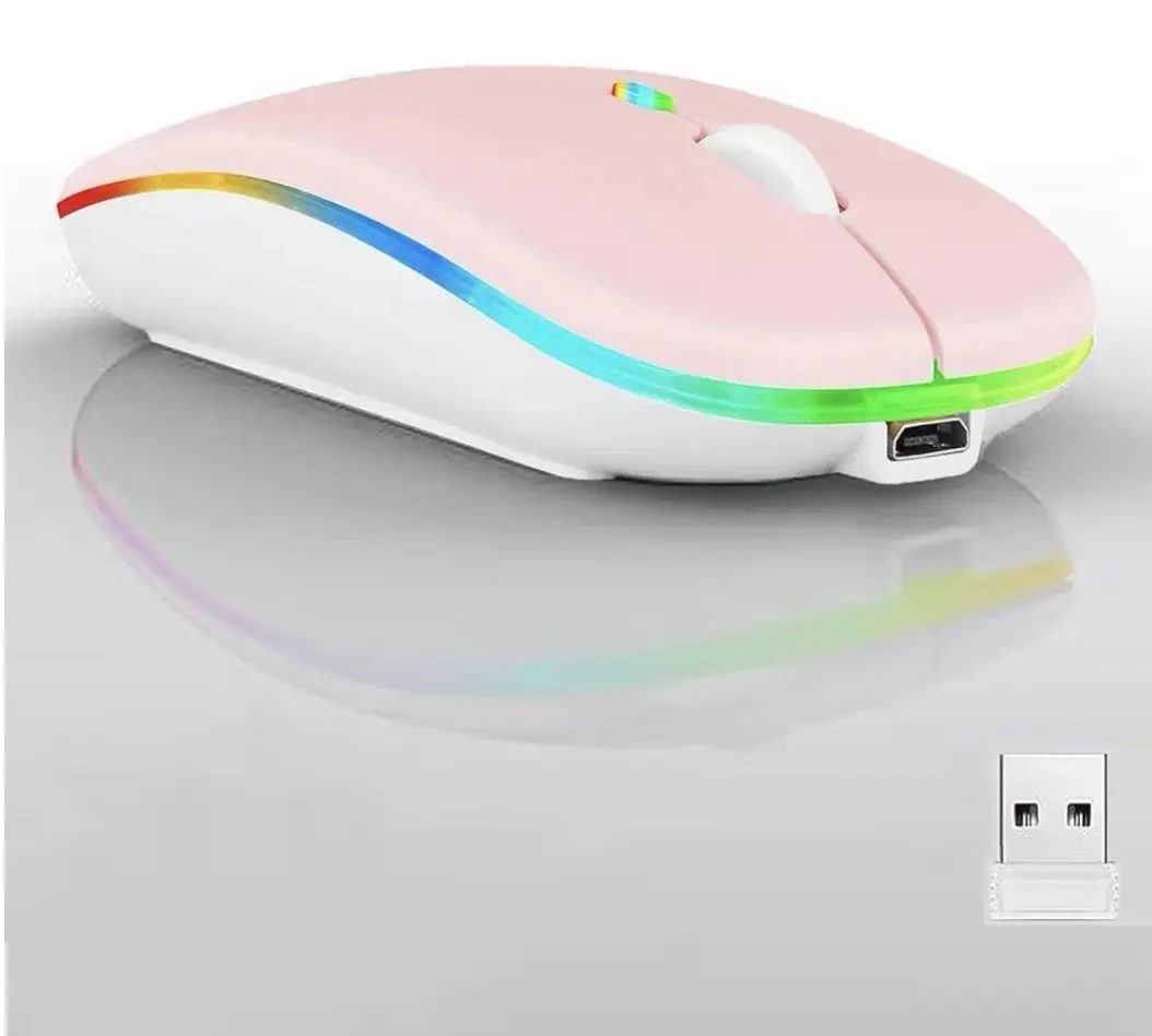 Wireless Bluetooth Mouse,LED Dual Mode Rechargeable Silent Slim Laptop Mouse,...