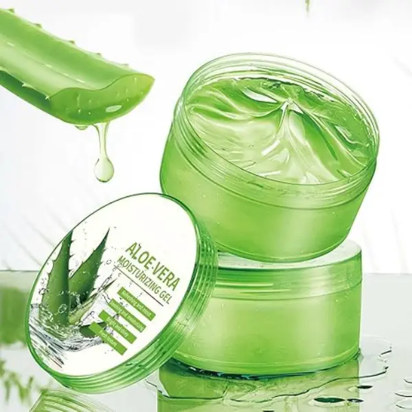 Organic Aloe Vera Gel for Face, Skin & Body – 100% Pure Natural Aloe Vera Gel for Sunburn Relief, Deep Moisturizer, Non-Sticky Hydrating Gel for Dry Skin, After Sun Care & Daily Skincare