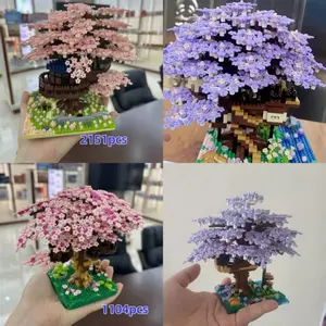 2229pcs Sakura Tree Building Block Set, Miniature Plant House Toy, Halloween Thanksgiving Christmas Easter Gift, Abs Resin Material