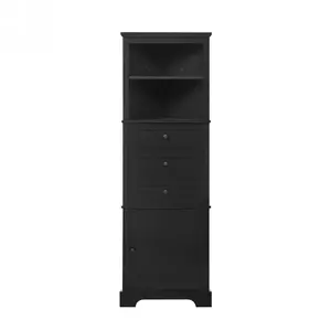 Twister.CK Triangle Tall Corner Cabinet With 3 Drawers And Adjustable Shelves, Space-Saving Freestanding Storage Cabinet For Small Spaces, Bathroom, Kitchen, Living Room