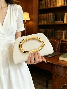 Unique smooth metal decorative evening handbag, women's clutch, with shoulder strap, elegant integrated design, suitable for parties, weddings, dances, dinners, a trendy accessory for fashion enthusiasts, Fashionable Shoulder Clutch
