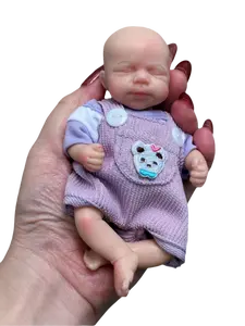 6 inches 15cm full silicone mini reborn doll, soft touch baby doll, cute face, cute clothes, realistic reborn doll artist, fake baby, collection, holiday, Halloween, birthday, perfect Christmas gift for children aged 3+