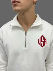 Embroidered USA Quarter Zip Sweatshirt, USA Quarter Zip Shirt, Monogram USA Inspired Quarter Zip Sweater, Veteran Gift