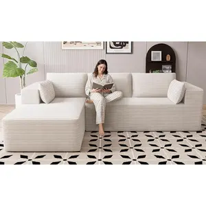 【Grusign】106" Cloud Sectional Boneless Couches for Living Room, Modular U&L Shaped Couch with Deep Seat Oversized Chaise, Memory Foam Compressed Spineless 3 Seater Sofa for Bedroom Apartmen