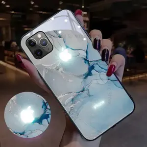 Light Up Phone Case Icy Blue Marble Aesthetic