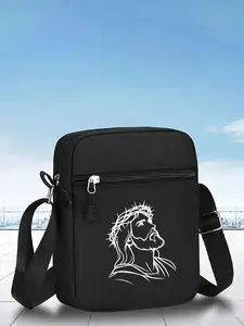 Jesus Head Graphic Print Messenger Bag, Adjustable Street Fashion Crossbody Backpack, Unisex Outdoor Shoulder Bag for Daily Wear and Gifts