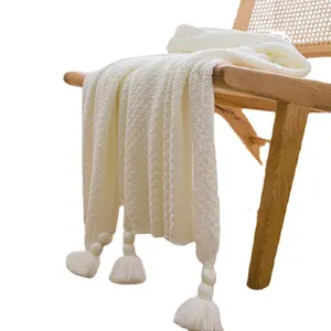 Ins Style Handmade Blanket Casual Lunch Break Office Tassel Sofa Blanket Simple Bed Runner Bed End Blanket