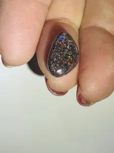 2.9ct Australian Andamooka Black Matrix Rainbow Opal Gemstone Cabochon Flash