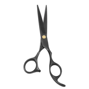 VOCOSTE Stainless Steel Straight Scissors for Long Short Thick Hard Soft Hair for Men Women Black