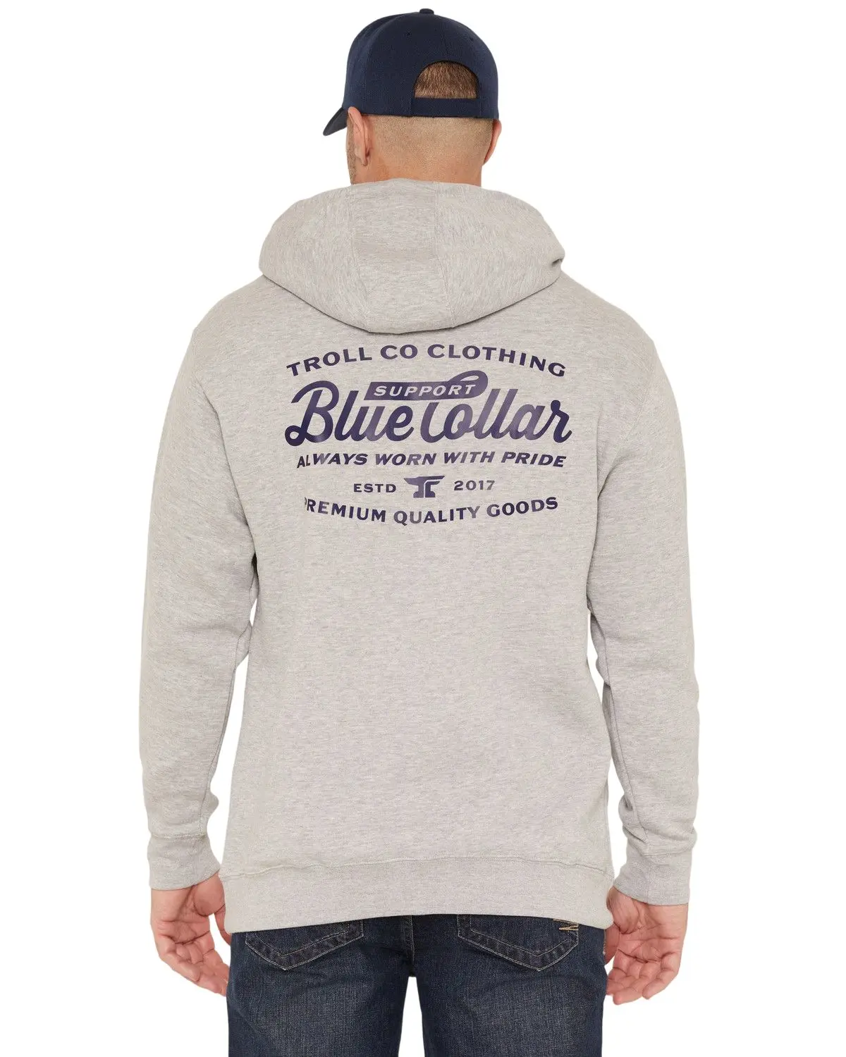 Troll Co Men's Men'S Blue Collar Graphic Hooded Sweatshirt - Tc3259