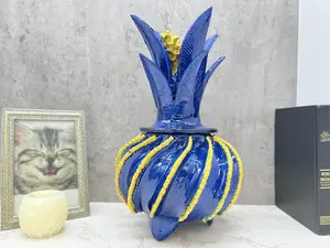 Mexican pottery, Pineapple decor, Mexican decoration, Pineapple sculpture, Glazed clay pineapple, Pottery from Michoacan