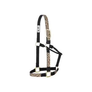 Weaver Leather Double-Ply Nylon Halter - Rolled Throat & Brass Hardware Leopard / Small Horse