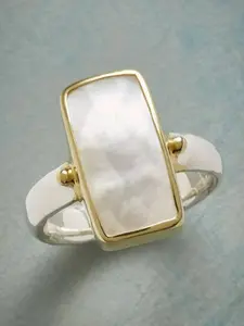 1pc Elegant Silver-Plated Asymmetrical Square Pattern Shell Decor Ring, Suitable For Daily Wear And As A Gift For Occasions Like Valentine's Day And Parties