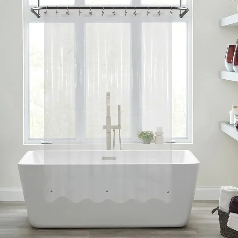 Premium Plastic PEVA Shower Curtain Liner - 72x72 in, 1 Piece, 3-Magnet Hold, Flexible, Anti-Slip Waterproof, Lightweight, Modern, Quick-Dry, Sturdy Bathroom Accessory for Smooth Hang & Reduced Floor Dampness, Plastic Shower Curtain Liner Peva Waterproof,