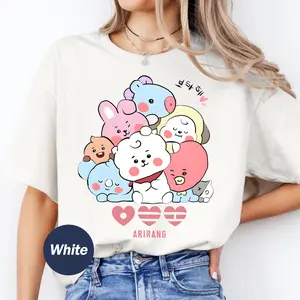 K-Pop Arirang Graphic Tee, BT21 Cartoon Characters Kpop T-Shirt, a Perfect Gift for Fans
