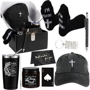 9 count Christian Gifts for Men Fathers Day  for Dad Inspirational Gifts Set for Father  Religious Catholic  Box for Male Friends Co Workers