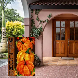 Thanksgiving Pumpkin Garden Flag, Vertical Double-Sided Autumn Decoration, 12x18 Inch Outdoor Welcome Banner Gift for Family & Friends