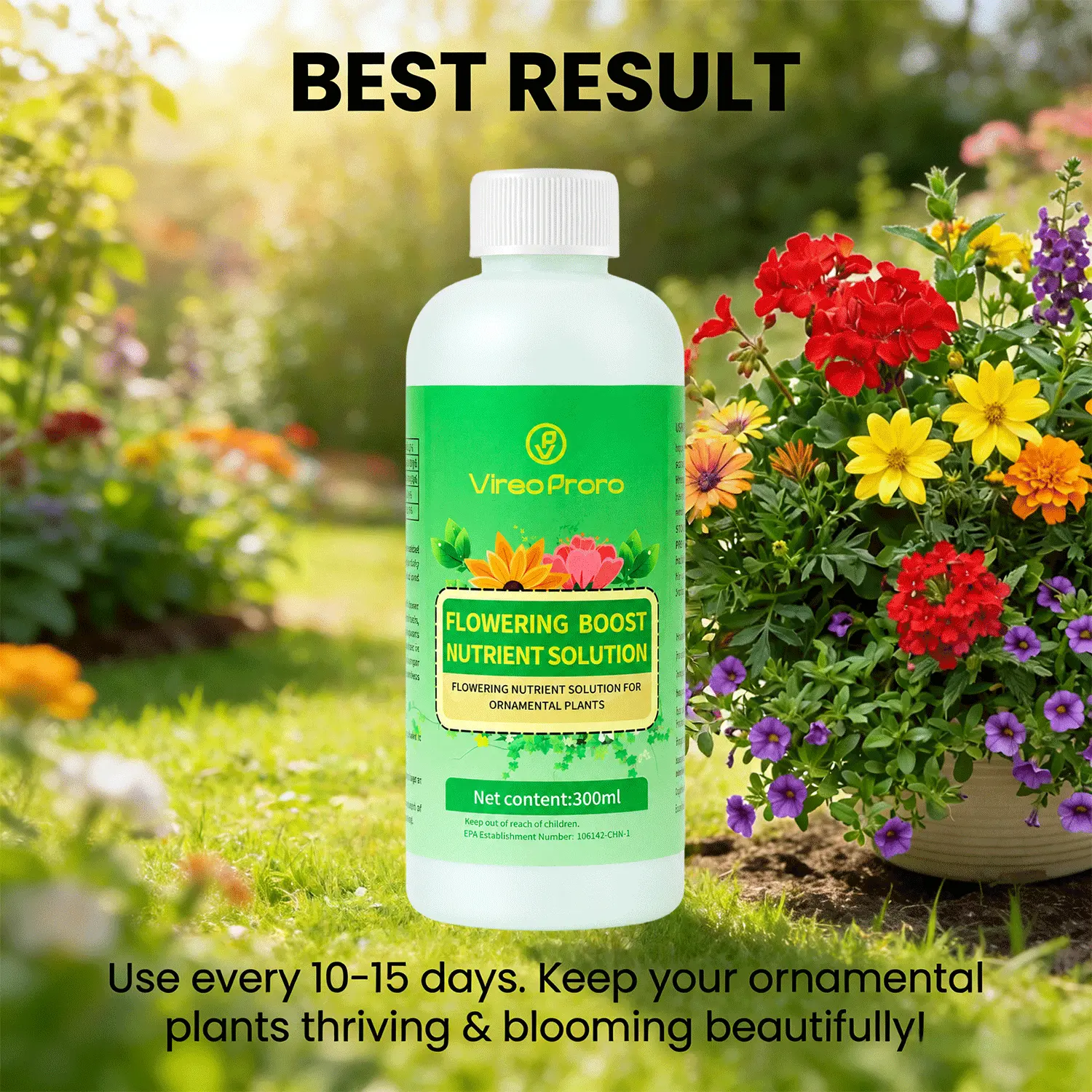 E05 / Liquid Flower Bloom Plant Fertilizer Concentrate, Balanced Nutrient Blend For Blooming Houseplants, Caladium, Anthurium, Begonia & Potted Garden Flowers, Easy Dilute Formula To Support Steady Bud Growth & Natural Long-Lasting Blooms For Indoor