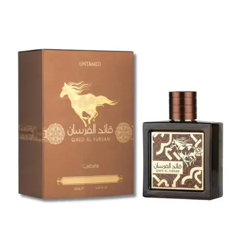 Lattafa Qaed Al Fursan Untamed Regular Edition Unisex Alcohol-Base Arabian Perfume Spray - 3.04 oz/90ml Spicy Aromatic Fragrance for Adults, Woody Scent with Amberwood, Cinnamon, Cedar, Vetiver, Lavender, Single Item Liquid Bottle in Box