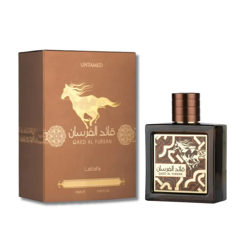 Lattafa Qaed Al Fursan Untamed Regular Edition Unisex Alcohol-Base Arabian Perfume Spray - 3.04 oz/90ml Spicy Aromatic Fragrance for Adults, Woody Scent with Amberwood, Cinnamon, Cedar, Vetiver, Lavender, Single Item Liquid Bottle in Box
