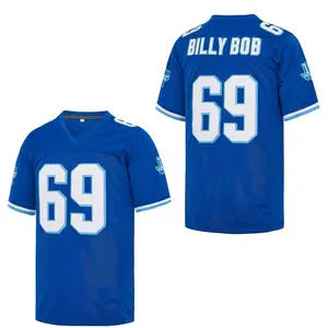 Men's Billy Bob Jersey #69 Texas Football Jersey Blue Color Stitched Size S-5XL, V-neck Short Sleeve Rugby Shirt