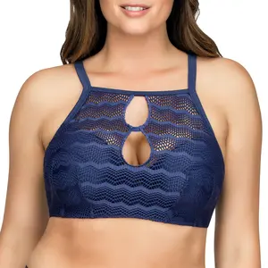 PARFAIT Keira S8071 Womens Halter Bikini Top Crochet Underwire Support Swimwear Twilight with Padded Cups & Adjustable Straps