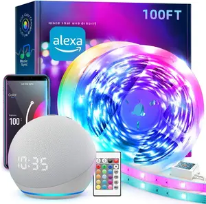 LED Lights for Bedroom 100ft, Voice Control Strip Lights with Alexa and  Assistant, RGB Color Changing, Music Sync  Led Lighting with App Controlled for Room Decor(2 * 51ft)