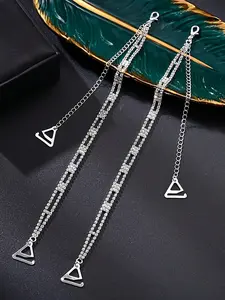1 Pair Women Rhinestone Shoulder Chain Straps, Elegant Copper Body Chain Sexy Invisible Bra Straps Comfort Womenswear