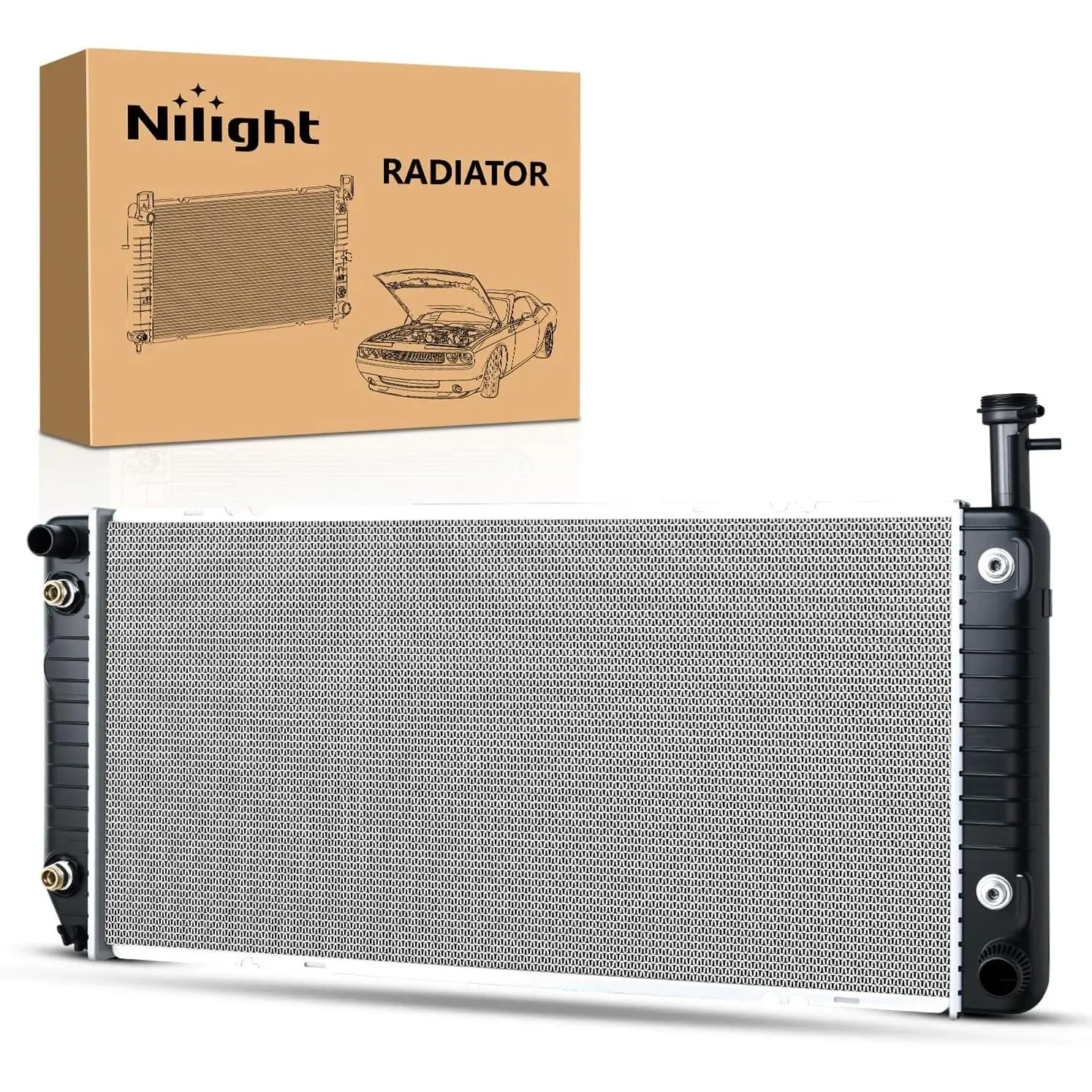 Nilight 1x New Complete Radiator - Leak-Tested, Precision-Folded Engine Cooling Replacement Accessory for 2004-2018 Chevrolet Express 2500/3500 & GMC Savana 2500/3500 with 4.8L/6.0L V Engine, 2004-2018 Gmc Savana 3500