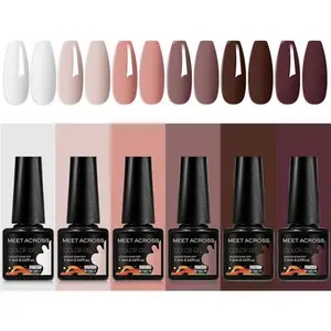 Coffee Color Gel Nail Polish Set, 6 Counts/set Gel Nail Care Art Design, Semi Permanent Need Lamp Cure Soak Off UV LED Gel Varnish Manicure for Home Salon, DIY Manicure
