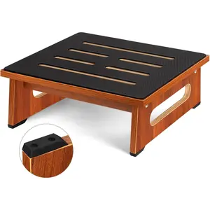 Non-Slip Step Stool with Handles 450 LBS Capacity, Bed Steps for High Beds for Adults Seniors, for Bedroom Kitchen Bathroom Bedside (Brown)