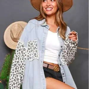 Leopard Print Denim Jacket - Women's Jacket - Leopard Print Jacket - Women's Leopard Print Jacket - Women's Jean Jacket