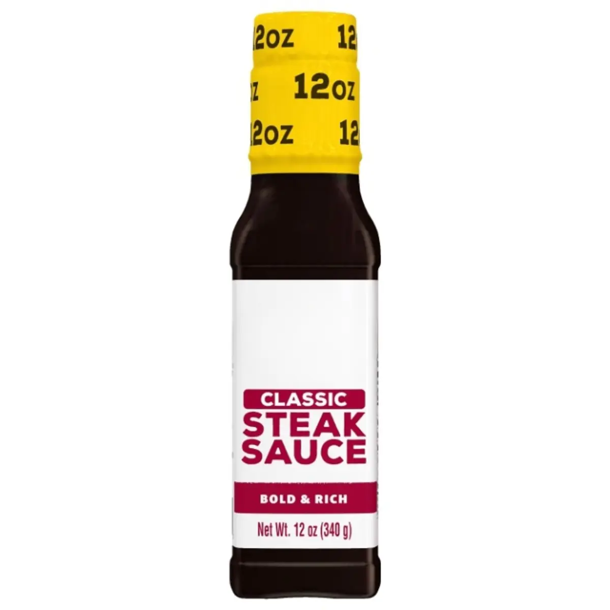 Classic Low-Fat Vinegar-Base Steak Sauce, 12 oz Bottle, Ideal for Steak Marinating or Dipping, Made with Onion and Garlic